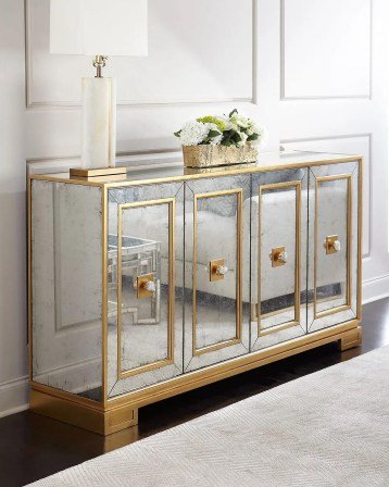 glass and gold buffet